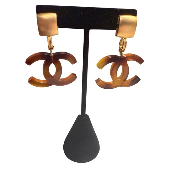 Upcycled Jewelry - Upcycled Chanel Chic Tortoise Shell Earrings